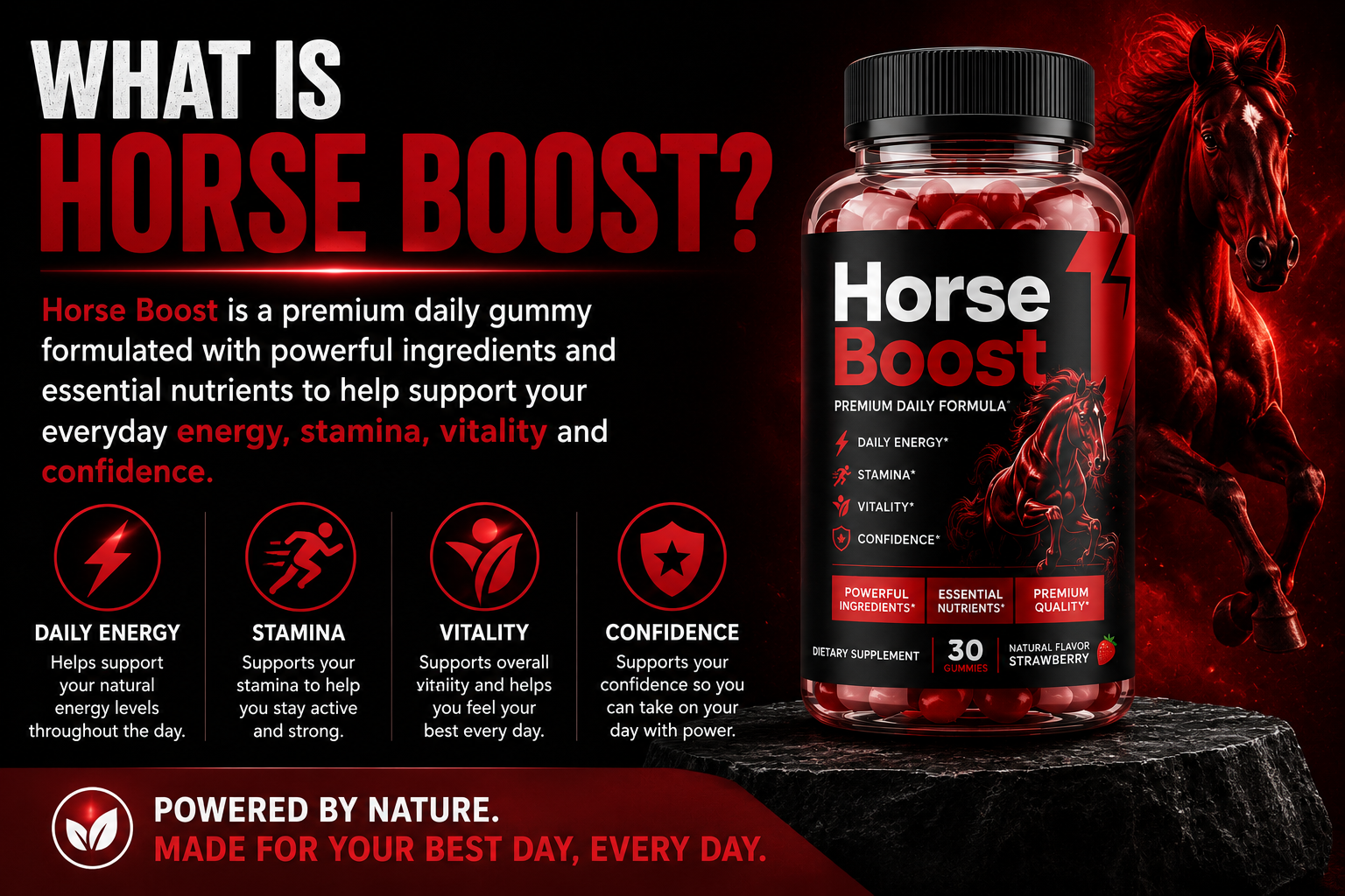 What is Horse Boost, a daily energy and vitality gummy