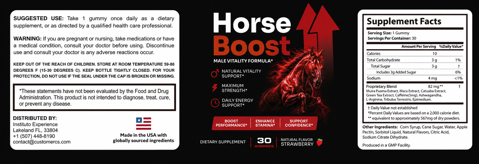 Horse Boost supplement facts label