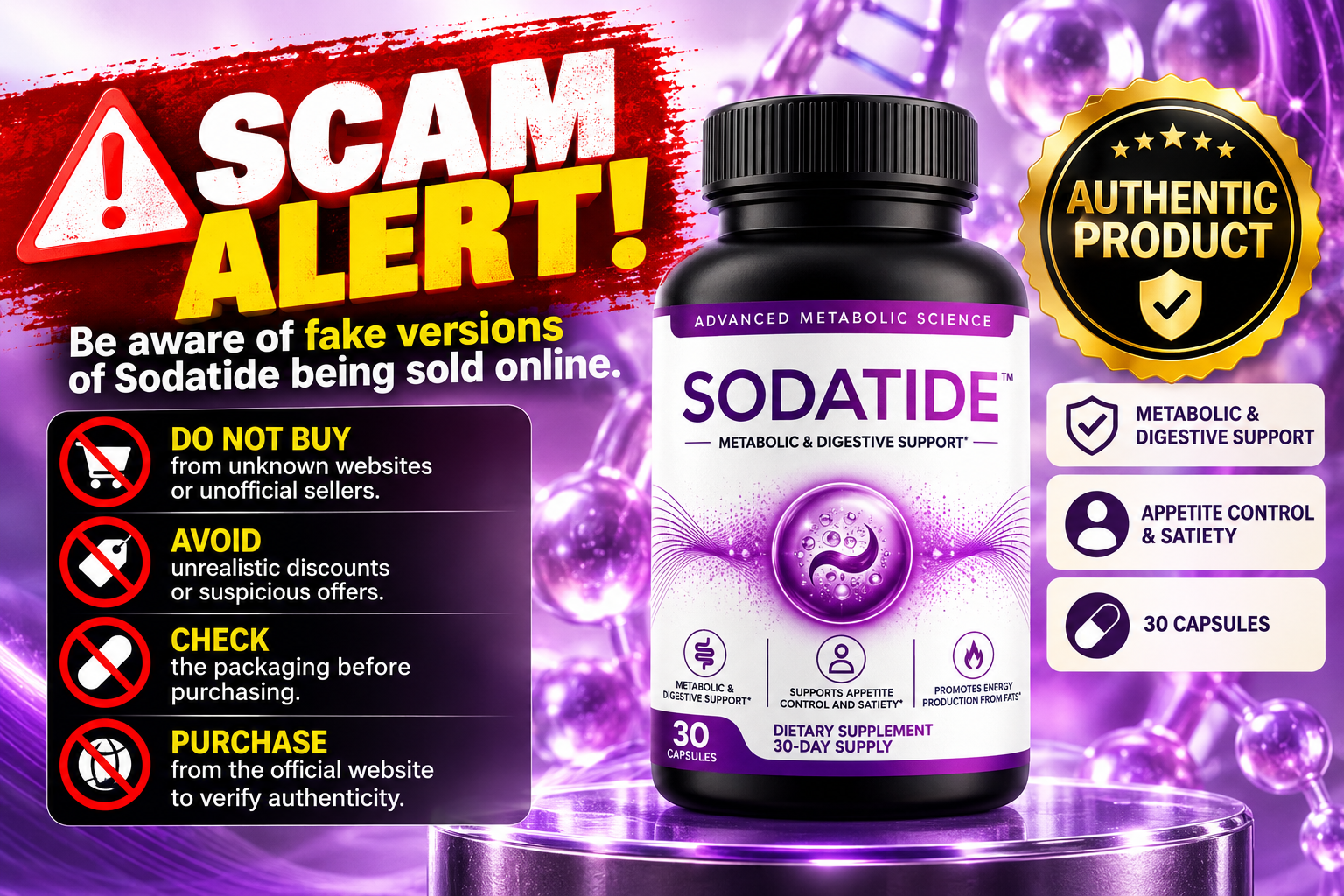 Warning about counterfeit Sodatide sold on marketplace listings
