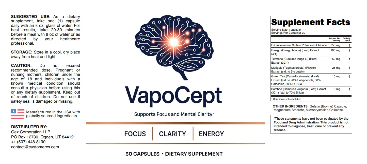 VapoCept supplement facts label