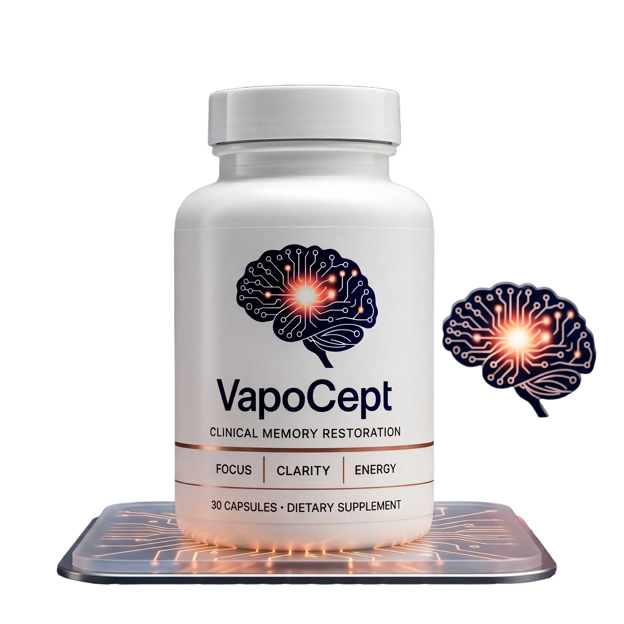 VapoCept memory and focus supplement bottle